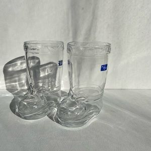 Studio Nova Clear Pressed Glass Santa Boot Pair of 2